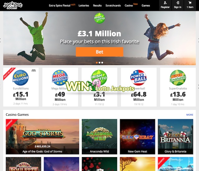 UK site of Jackpot.com review screenshot