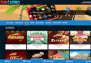 Fun Casino is for players looking for slot sites with Slingo games