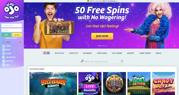 Play OJO is well known for the no wagering slots bonus