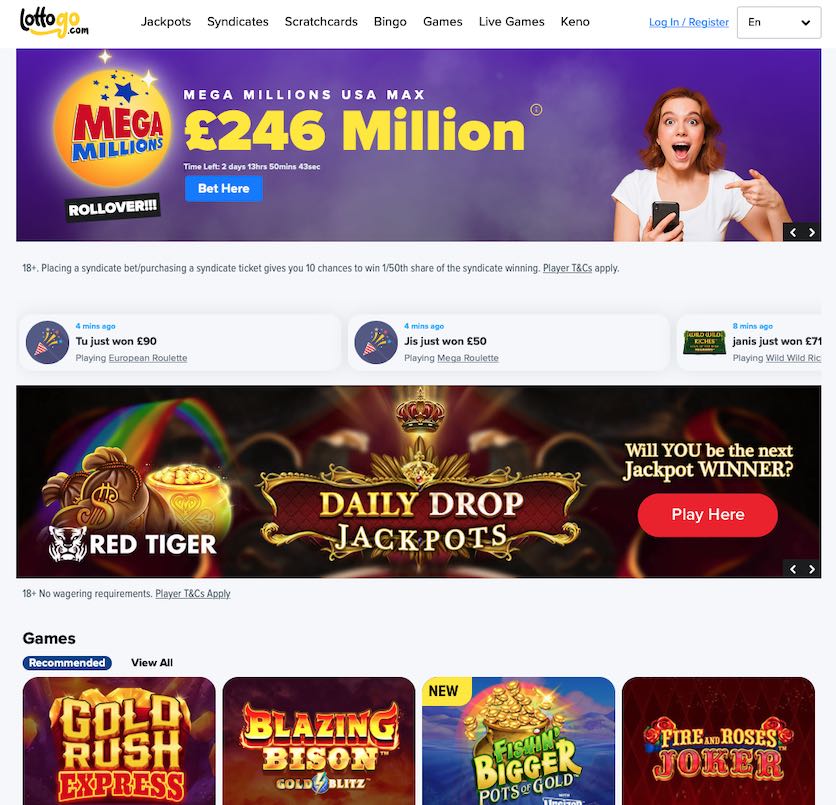 Lottogo is a UK regulated lottery website with world lotto and casino games