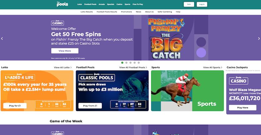 The Pools is one of the best lotto sites for cash for life games