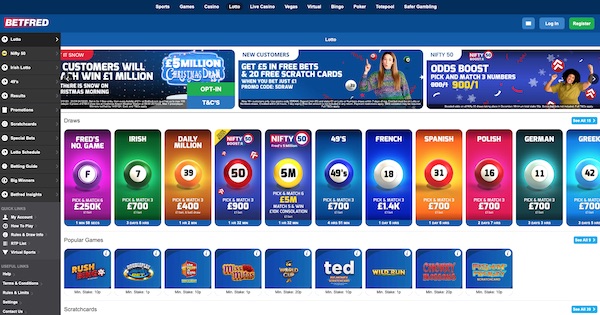 Betfred offers various Christmas bonuses across lottery, casino and slot games in December