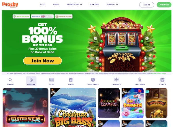 Peachy Games makes the list of best online casinos at Christmas because of the festive-themed slots