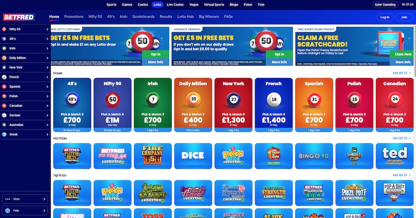 Betfred Lotto – UK flagship betting brand offering lottery draws, online casino, sports betting, and gaming in one account