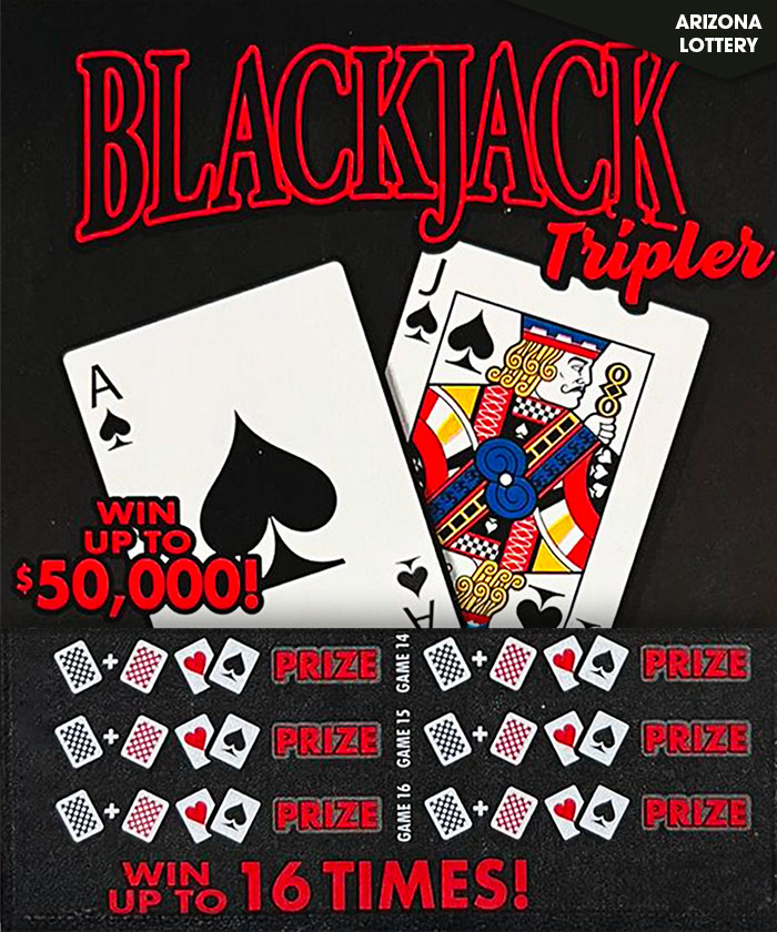 Blackjack Tripler online scratch card at Giant Lottos with $50,000 jackpot, casino-style gameplay and triple win feature
