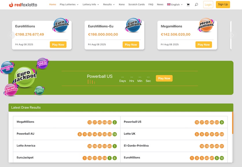 RedFoxLotto – secure online service for UK players to purchase official tickets to the world’s biggest lotteries
